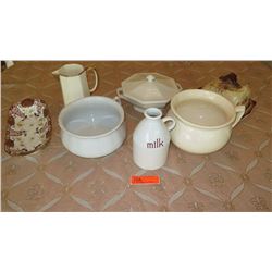 Qty 5 Misc. Ceramic Serveware, Pitcher, Milk Jug, etc. - Rosenthal, etc.