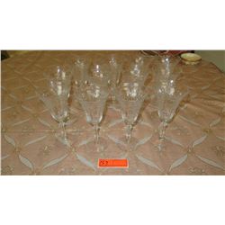 12-Piece Matching Tall Cut Crystal Wine Glasses/Stemware - New Condition