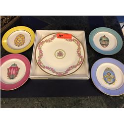 New Christian Dior Floral/Gold-Band China, 4 Limoges Porcelain China w/Decorated Egg Motif
