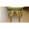 Image 10 : French Empire Style Faux Malachite Overlay Table w/Gilt Edging and Lion Clawfoot Details 63x31x32