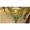 Image 15 : French Empire Style Faux Malachite Overlay Table w/Gilt Edging and Lion Clawfoot Details 63x31x32