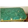 Image 4 : French Empire Style Faux Malachite Overlay Table w/Gilt Edging and Lion Clawfoot Details 63x31x32