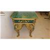 Image 9 : French Empire Style Faux Malachite Overlay Table w/Gilt Edging and Lion Clawfoot Details 63x31x32