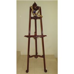 Tall, Carved Dark Wood Easel w/Carved Details - Approx. 24X24X77 H