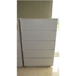 Qty 2 Tall 5-Drawer White Dressers (Approx. 32X17X50)