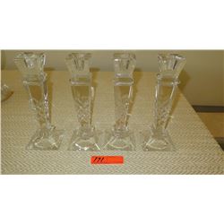 Qty 4 Slovakian Hand Crafted Cut Crystal Pillar Candle Holders