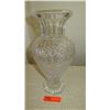 Image 1 : Tall Relief-Cut Crystal Flower Urn - Approx. 15.5" Tall