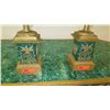 Image 10 : Pair: Large Brass Cast Chalice w/Ornate Gilt Relief and Faux Malachite Overlay 24" H