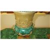 Image 14 : Pair: Large Brass Cast Chalice w/Ornate Gilt Relief and Faux Malachite Overlay 24" H