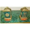Image 2 : Pair: Large Brass Cast Chalice w/Ornate Gilt Relief and Faux Malachite Overlay 24" H