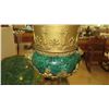 Image 5 : Pair: Large Brass Cast Chalice w/Ornate Gilt Relief and Faux Malachite Overlay 24" H