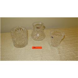 Qty 3 Cut Crystal Vases - Approx. 5" to 7" H