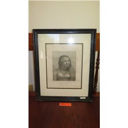 Old Framed Engraving/Etching: "A Woman of Eaoo" - After John Webber 18X22