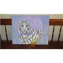 Original Acrylic on Canvas: White Tiger - by Zambucka 30x24