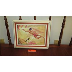 Framed "Hawaiian Spear Fisherman" 16x13