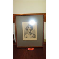 Old Framed Etching: "A Young Woman of the Sandwich Islands" - After J. Webber 17 x 20