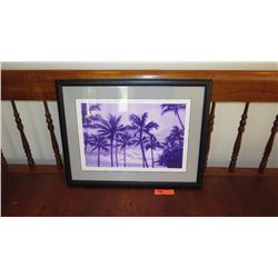 Framed Watercolor - Palm Trees at Dusk - Signed 27X20