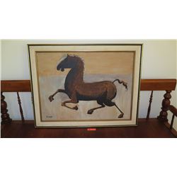 Large Framed Original Acrylic Canvas Painting: Stallion - by Luigi Fumagalli 46X36