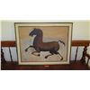 Image 1 : Large Framed Original Acrylic Canvas Painting: Stallion - by Luigi Fumagalli 46X36