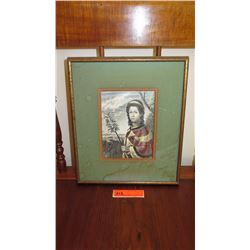 Old Framed Print: Portrait of Nahi'ena'ena, Sister of Kamehameha III (14X13)