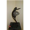 Image 1 : Art Nouveau Table Lamp with Stained Glass Shell Motif 22" H