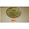 Image 1 : Large Polished Solid Stone Onyx Bowl - Celery-Hued w/Gold, Coppery Veins (13.5" dia.)