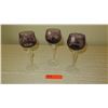 Image 1 : Qty 26 Etched, Grape Colored Cut Crystal Stemware