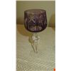Image 2 : Qty 26 Etched, Grape Colored Cut Crystal Stemware