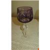 Image 2 : Qty 26 Etched, Grape Colored Cut Crystal Stemware