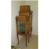 Image 9 : 6-Legged Burl Wood Glass Vitrine Cabinet w/Gilt Swag Ornamentation 41X19X65