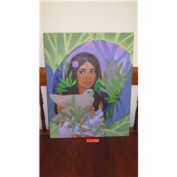 Original Oil on Canvas: Menehune Woman in Mountain Forest - by Zambucka 24X30