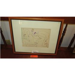 Framed Color Crayon Lithograph: Picasso "Picasso and the Human Comedy" 1954 Paris 22X18