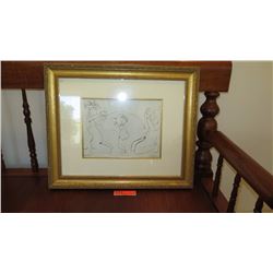 Framed Etching: Picasso (Markings 24.1.54. VII) - 24X20