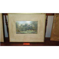 Framed Old Print - Depicting Hawaiian Village Scene 1958 (framed 1958) 21X17