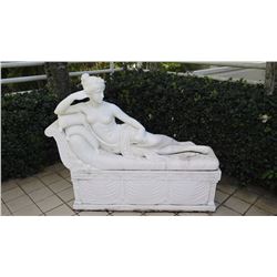 Greco-Roman Marble Statue - Lady Reclining w/Apple (Approx. 57x14x46)