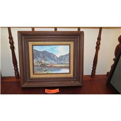 Framed Original Canvas Painting: Kahaluu Valley - by BH Freeland 1979 (16x14)