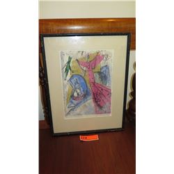 Framed Watercolor/Mixed Media: Pa`u Rider - by John Young