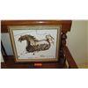 Image 1 : Framed Original Canvas: Horse Brushstrokes - by John Young 1977  (Inscription "For Rimu Charliz")