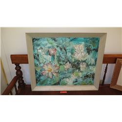 Original Framed Painting: Lotus Flowers - by Shirley Russell 32X38