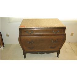 Stone-Topped, Hardwood Bombe Commode w/ Embellished Hardware 38x21x35