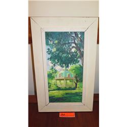 Framed Original Painting on Canvas: Iolani Palace Gazebo - by Alec Baird 13x21