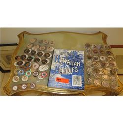 King's Book of Hawaiian Melodies & Collection of Commemorative Hawaiiana Pogs