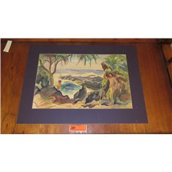 Watercolor: Fishpond - Robert Lee Eskridge 28x21