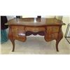 Image 1 : French Bombe Writing Table (Desk) - Burr Walnut w/Inlaid Burl Wood and Ormolu Mounts 55x32x35