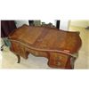 Image 2 : French Bombe Writing Table (Desk) - Burr Walnut w/Inlaid Burl Wood and Ormolu Mounts 55x32x35