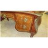 Image 3 : French Bombe Writing Table (Desk) - Burr Walnut w/Inlaid Burl Wood and Ormolu Mounts 55x32x35