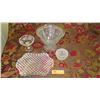 Image 1 : Large Cut Crystal Stemmed Bowl (Approx. 7.5" H), Lidded Bowl, Tray, Candy Dish