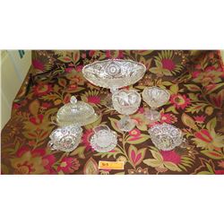 Cut Crystal Stemmed Bowl, Butter Dish, Goblets, Candy Dishes, Cream Pot