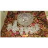 Image 1 : Large Press Glass Punch Bowl and 18 Glasses - 13" dia, 8.5" H