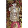 Image 2 : Hand Cut Crystal Jar w/Lid & "Present w/Bow" Lidded Jar - New Cond.